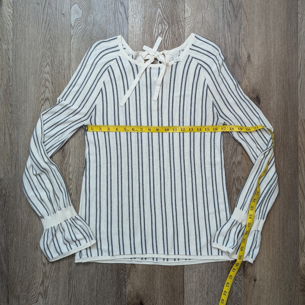 Hinge Cream Stripe Sweater with Tie Back - Medium - Picture 6 of 9